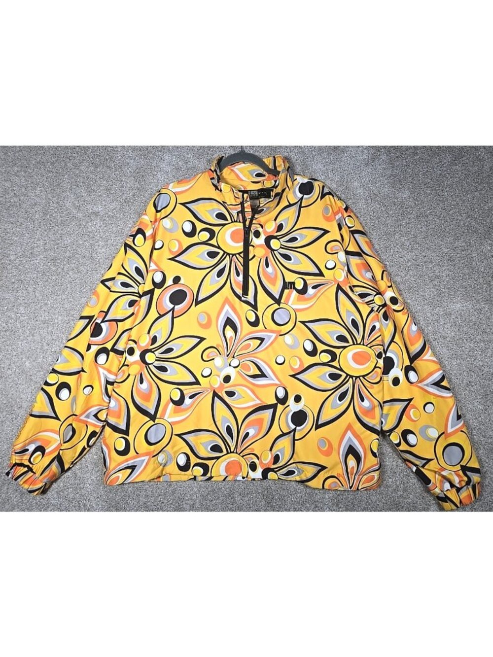 Loudmouth Golf Quarter Zip Windbreaker Bold Shagadelic Yellow Floral Men's XL